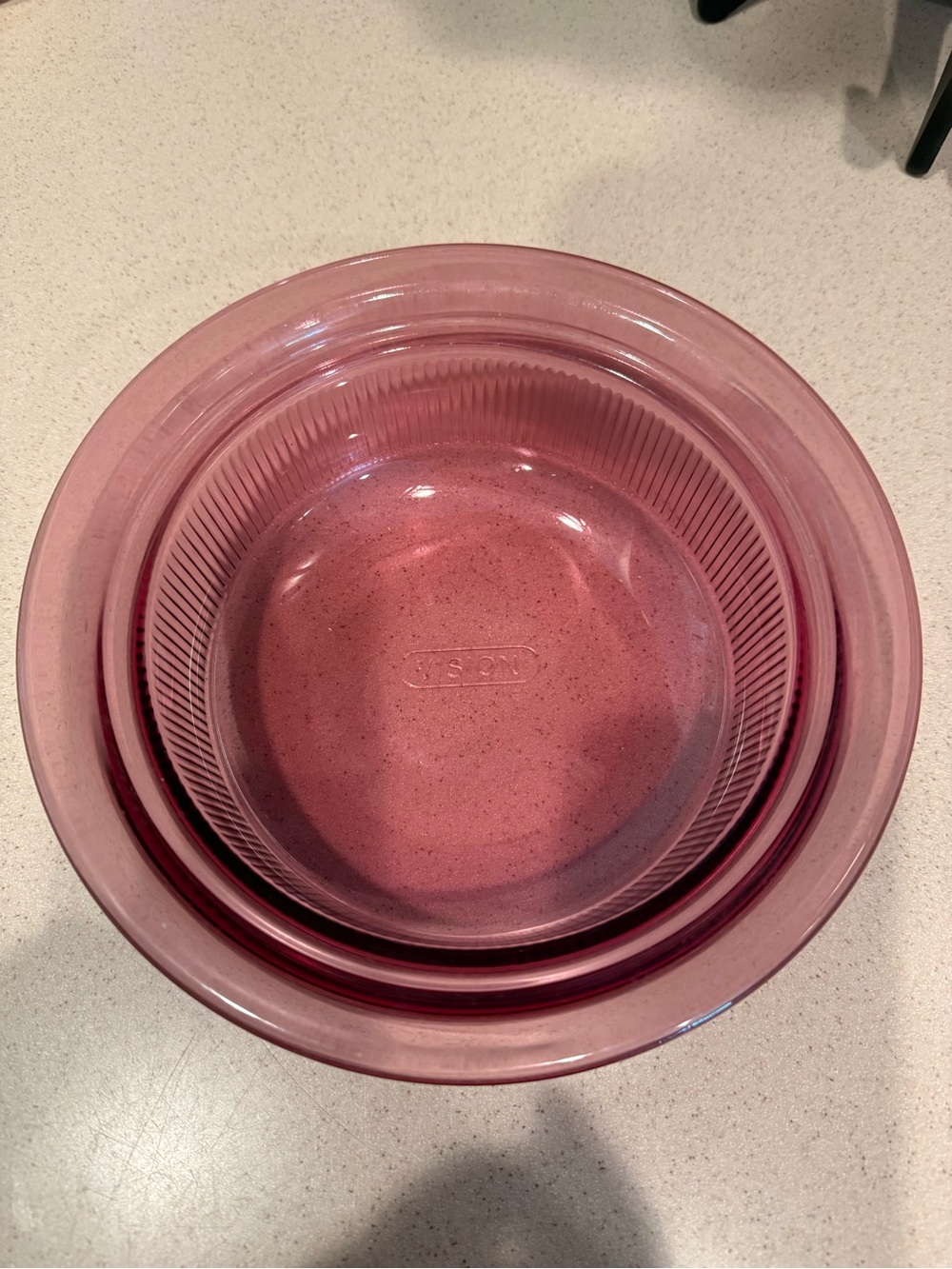 Vintage Pyrex Vision Rose / Cranberry Pink Glass casserole Bowl V30B